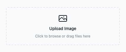 Right sidebar showing Upload Image area with prompt to click or drag files