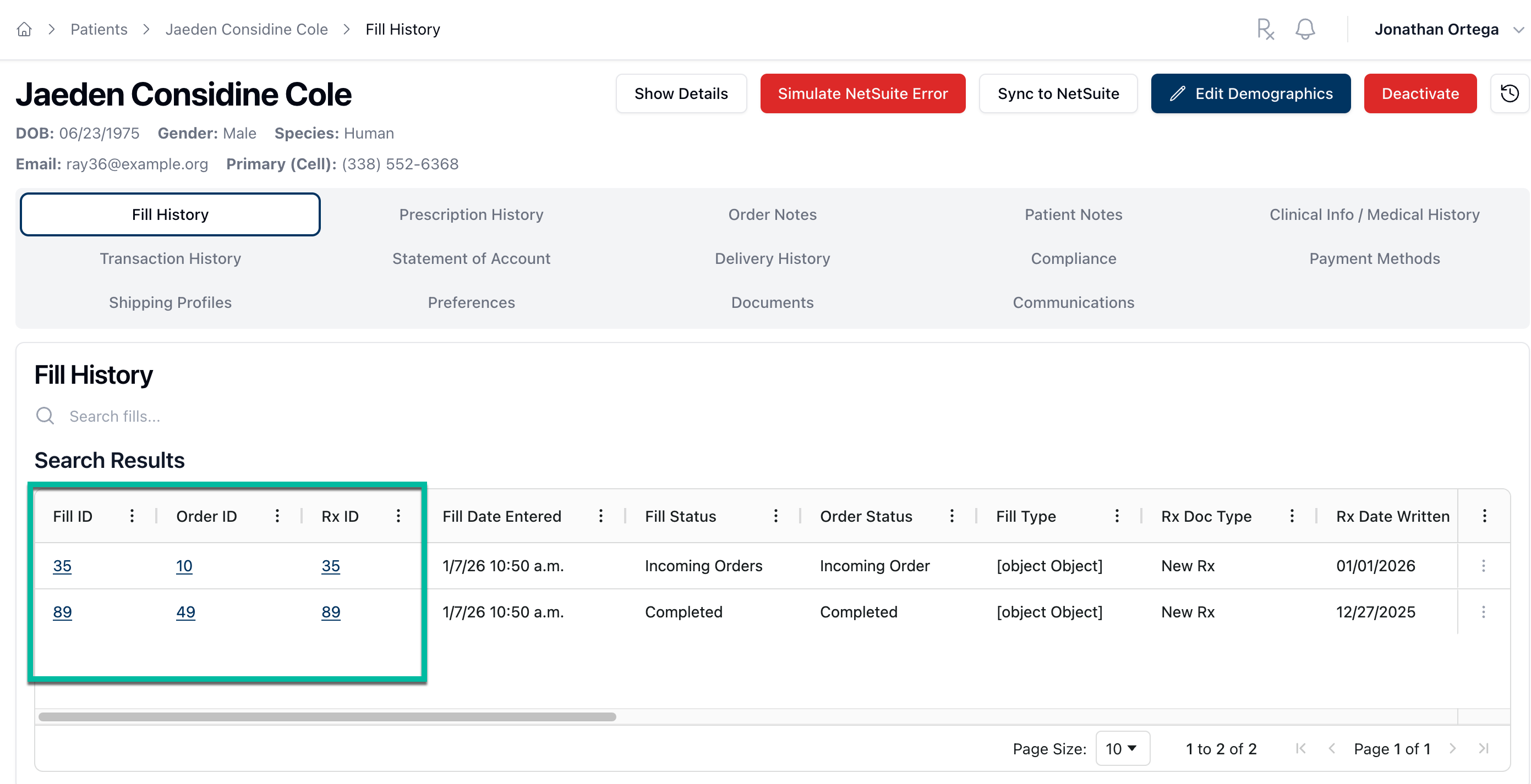 New columns in patient Fill History