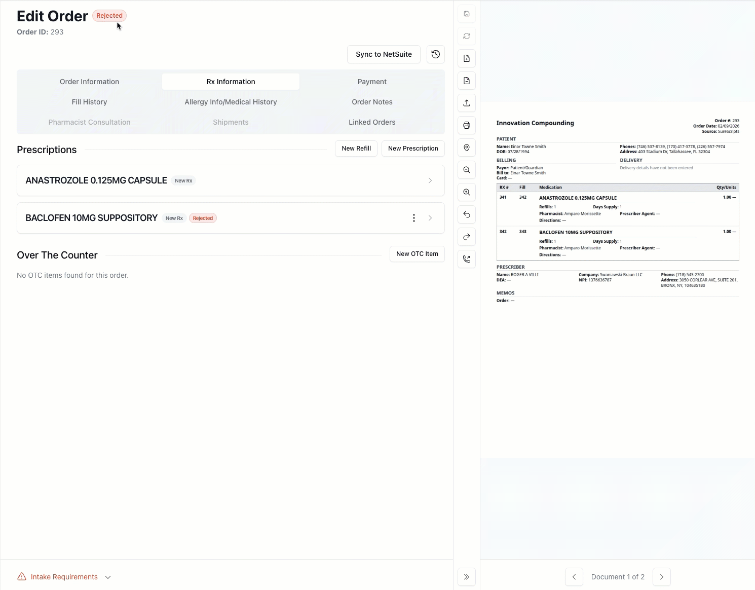 Animation showing rejected prescription clearing after edit