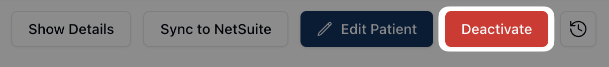 Five action buttons visible on the Patient record with Deactivate highlighted.