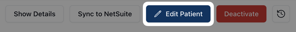 Five action buttons visible on the Patient record with Edit Patient highlighted.
